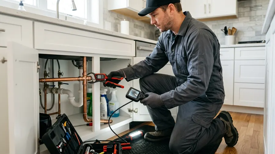 Emergency Plumber Repairing Pipe